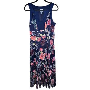 Vintage Y2K Rabbit Rabbit Rabbit Design Navy-Floral Sleeveless Maxi Dress (8)‎